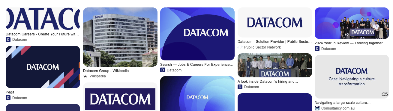 Datacom website showing technology services for Australian organisations.